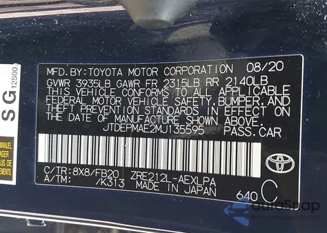 2021 Toyota Corolla Le z USA, uszkodzony, nr VIN JTDEPMAE2MJ135595